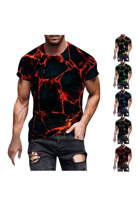 Men Flame Top,Flame Gradient Shirts for Men,2025 Summer Mne's Fashion 3d Flame Print T-Shirts,Funny Graphics Pattern Crewneck Short Sleeve Tees for Mens