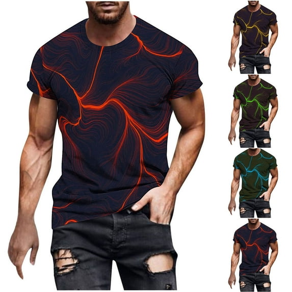 YANHAIGONG Men Flame Top,Flame Gradient Shirts for Men,2025 Summer Mne's Fashion 3d Flame Print T-Shirts,Funny Graphics Pattern Crewneck Short Sleeve Tees for Mens