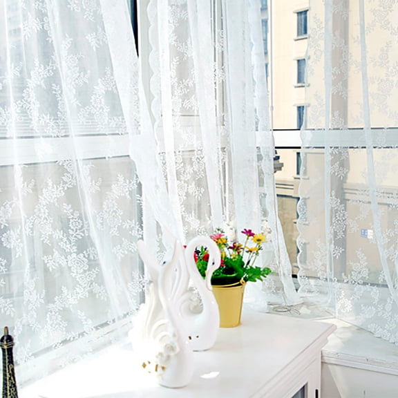 YANHAIGONG Pink Sheer Curtains, Long Moroccan Embroidered Pattern Rod Pocket Semi Sheer Curtains, Faux Linen Light Filtering Drapes for Living Room/Bedroom,
