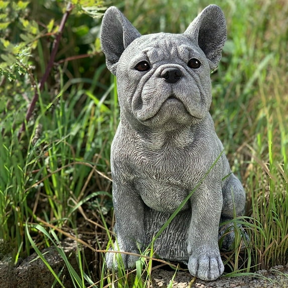 YANHAIGONG Resin Bulldog Dog Statue,Dog Outside Statue,Dog Statue for Garden,Yard Lawn Resin Dog Sculpture,Outdoor Indoor Decorations,Lawn Garden Figurine Dog Statue,Dog Memorial Gifts for Dog Lovers