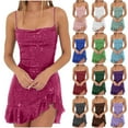 thumbnail image 1 of YANHAIGONG Sequin Mini Dresses for Women,Spaghetti Straps Sequin Homecoming Dresses, Short Backless Sparkly Tight Prom Dress Bodycon Cocktail Party Gowns for Women 2025, 1 of 6