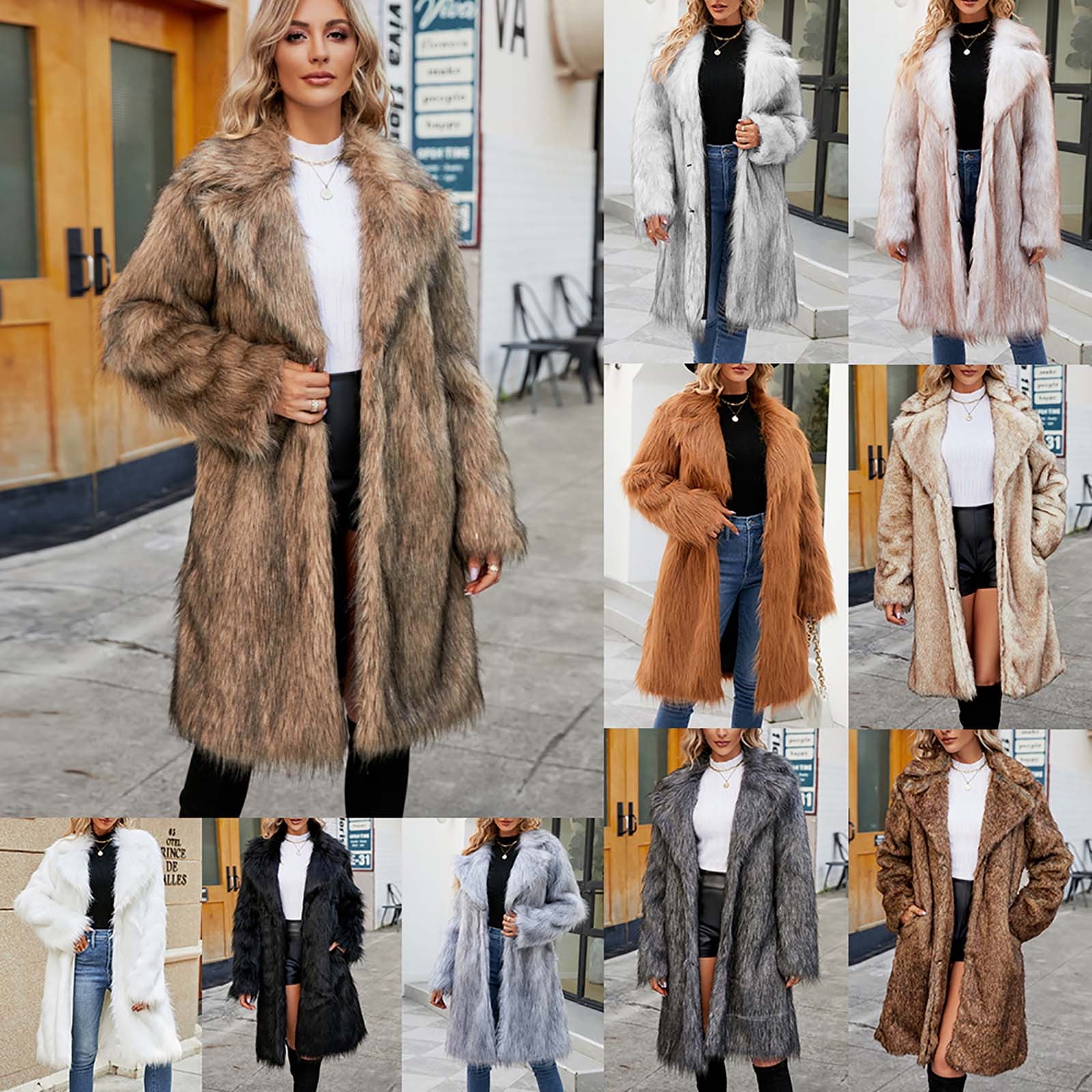 YANHAIGONG Shaggy Faux Fur Coats for Women Luxurious Jacket