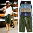 thumbnail image 1 of YANHAIGONG Shorts For Women Plus Size Women's Summer Print Five Points Large Size Cotton Linen Pants Casual Pants Shorts For Women, 1 of 7