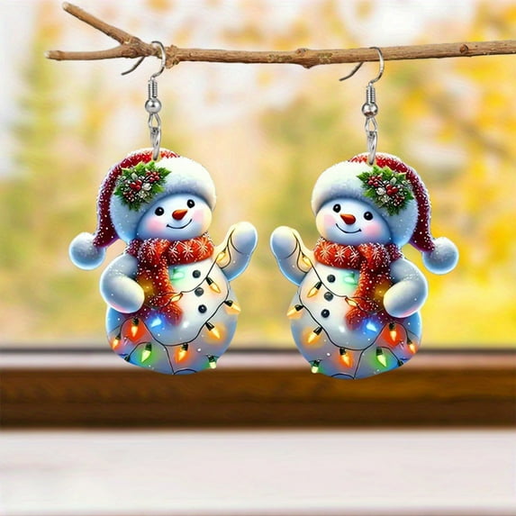 YANHAIGONG Snowman Earrings,Acrylic Christmas Snowman Earrings for Women ,Holiday Earrings for Women,Love Heart Earrings Earrings Red Drop Dangle Love Earrings for Couples Valentine'S Day Accessory
