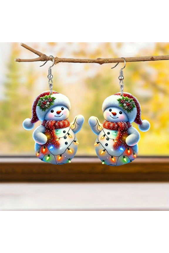 Snowman Earrings,Acrylic Christmas Snowman Earrings for Women ,Holiday Earrings for Women,Love Heart Earrings Earrings Red Drop Dangle Love Earrings for Couples Valentine'S Day Accessory