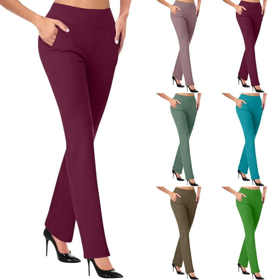 YANHAIGONG Sports Wide Pants Flared Pilates Fitness Waist Straight for Yoga Flare High Yoga Leg Trousers Leggings Trousers with Pocket Women Yoga Pants Earth Yoga Pants