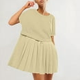 thumbnail image 1 of YANHAIGONG Summer Patchwork Mini Dresses for Women 2025,Pleated Ruffle Dresses for Women Crew Neck Short Sleeve Dress ,Solid Ruffle A Line Beach Boho Long Maxi Dress with Pockets, 1 of 9