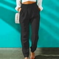 thumbnail image 1 of YANHAIGONG Summer Cotton Linen Pants for Women with Elastic Waist,Women's Straight Leg Pants with Pockets High Waist Adjustable Knot Loose Summer Casual Trousers Business Work Casual Pants, 1 of 7