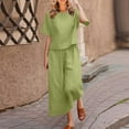 thumbnail image 1 of YANHAIGONG Summer Linen Outfits for Women 2 Piece Set,Long Sleeve Sets Women 2 Piece Cotton Linen Outfits,Fashion Solid Lounge Sets for Women 2 Piece Wide Leg Pants Crew Neck Tops 2025 Trendy, 1 of 5