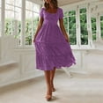 thumbnail image 1 of YANHAIGONG Summer Summer Formal Dresses for Women 2025 Casual Trendy,Women's 2025 Summer Square Neck Short Puff Sleeve Floral High Waist Casual Smocked Flowy A Line Tiered Midi Dress, 1 of 7