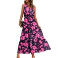 thumbnail image 1 of YANHAIGONG Summer Summer Dresses for Women 2025 Casual Trendy,Womens Dresses Plus Size Swing,Women's Fashion Sexy Solid Sleeveless V-Neck Pleated Dresses Ankle Dress Long Dress, 1 of 5