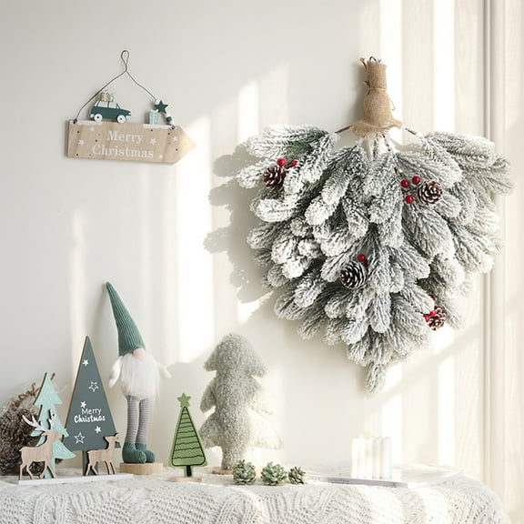 YANHAIGONG Tabletop Mini Christmas Tree,Artificial Tabletop Christmas Tree with Lights,Christmas Tree Wall Hanging Cafe Shop Wall Decoration Wreath Door Hanging Door Decoration Upside Down Tree
