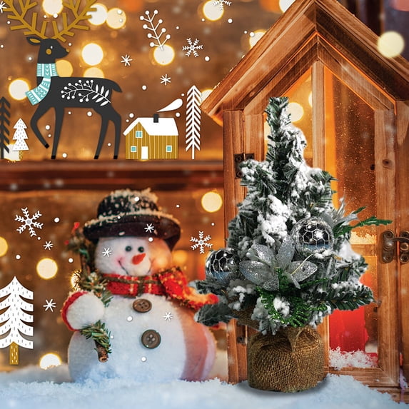 YANHAIGONG Tabletop Mini Christmas Tree,Artificial Tabletop Christmas Tree with Lights,Small Mini Christmas Tree Package Home Christmas Scene Decoration OrnamentsDesktop Mini Christmas Tree