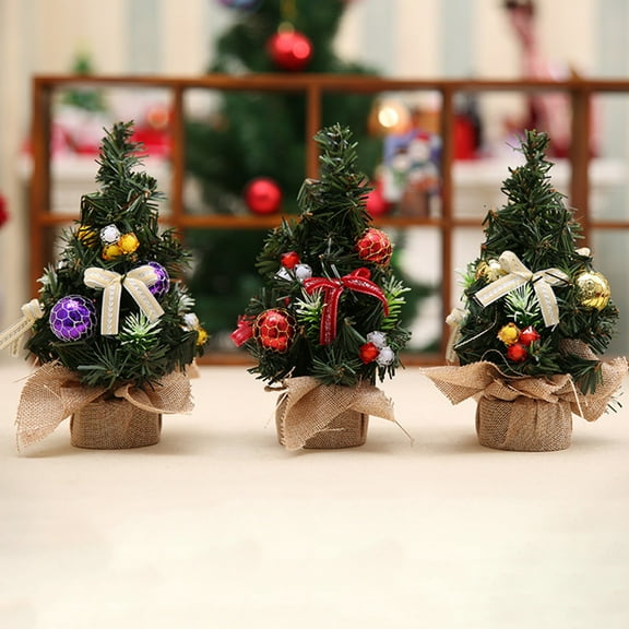 YANHAIGONG Tabletop Mini Christmas Tree,Mini Christmas Tree Tabletop Decorations,Small Artificial Christmas Tree with Hanging Ornaments for Holiday Home Party Wedding Decor,Tabletop Tree Decorations