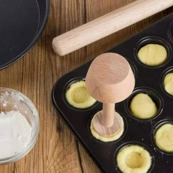 YANHAIGONG Tart Tamper Tool,Double Sided Wooden Tart Tampe,Tart Tamper for Mini Muffin Pan,Tart Pan Wooden Molds ,Egg Tarts Tamper Pastry Tools,Diy Baking Shaping Kitchen Tool