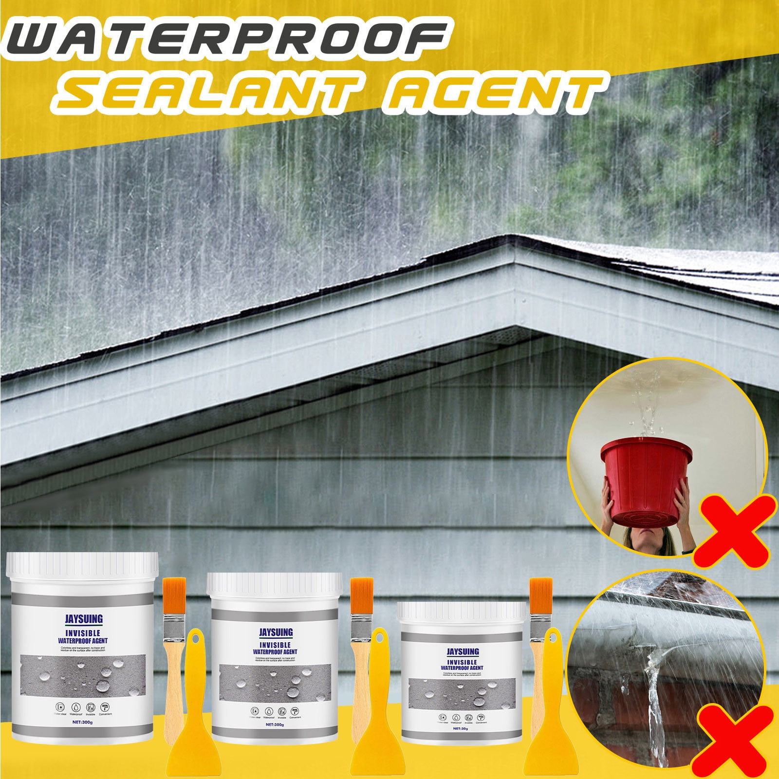 YANHAIGONG Waterproof Insulation Sealant,Seal Repair Cracks In Wall,Premium Polyurethane Construction Adhesive Spray with Brush,Rubber Sealant Coating for Repairing Joints,Pipes,Drains,Roofs,Windows