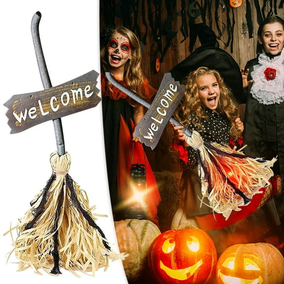 YANHAIGONG Witch Broom Decor,Witches Broom Halloween Decor,Animated Light Up Moving Broomstick with Spooky Sounds, Dancing Magic Witch Broom for Indoor & Outdoor Porch Halloween Party Decorations