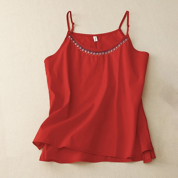 YANHAIGONG Women’S Linen Camisole Tank Top,Summer 2024 Linen Tank Tops for Women Casual Solid V Neck Sleeveless Loose Cotton and Linen Camisole Basic Tops