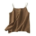 thumbnail image 1 of YANHAIGONG Women’S Linen Camisole Tank Top,Summer 2024 Linen Tank Tops for Women Casual Solid V Neck Sleeveless Loose Cotton and Linen Camisole Basic Tops, 1 of 3