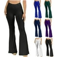 thumbnail image 1 of YANHAIGONG Women Stretch Fit Yoga Leggings Flared Bell Bottom Solid Color High Waist Wide Leg Long Flared Yoga Pants Hippie Pants, 1 of 6
