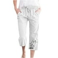 thumbnail image 1 of YANHAIGONG Women Summer Pants 2024,Light Weight Pants for Women Casual Summer,Women Casual Pants Straight Leg Drawstring Elastic Waist Loose Comfy Trousers With Pockets, 1 of 4