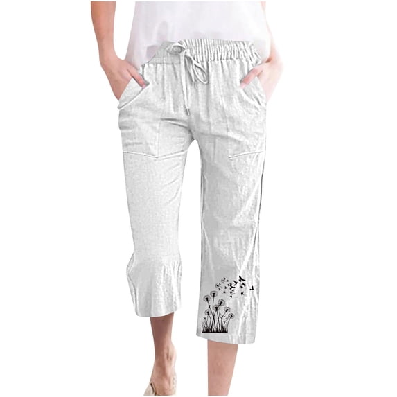 YANHAIGONG Women Summer Pants 2024,Light Weight Pants for Women Casual Summer,Women Casual Pants Straight Leg Drawstring Elastic Waist Loose Comfy Trousers With Pockets