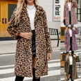 thumbnail image 1 of YANHAIGONG Womens Leopard Faux Fur Coat Long Fleece Coat Fall Winter Fashion Coat for Women Turndown Collar Long Sleeve Fuzzy Jacket Fluffy Shaggy Faux Fur Cardigan Halloween Christmas Overcoat, 1 of 1