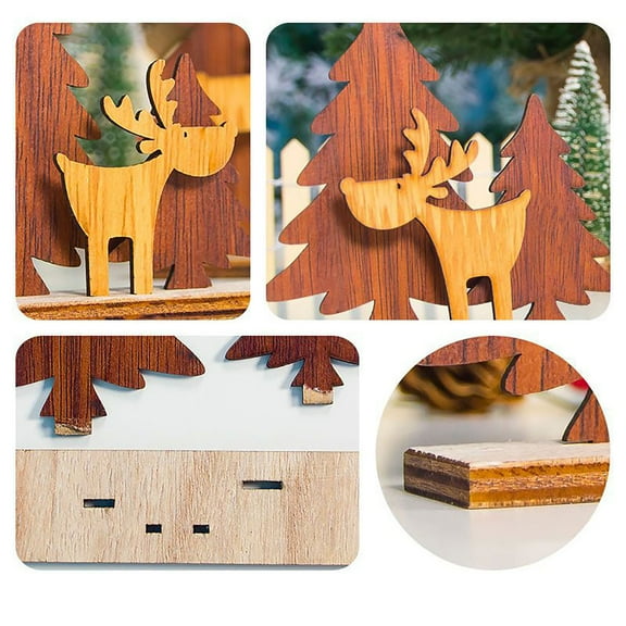 YANHAIGONG Wooden Christmas Tabletop Decoration,Reindeer Santa Christmas Tree Centerpieces,Unfinished Wooden for Room Fireplace Shelf Crafts, Mini Christmas Decorations