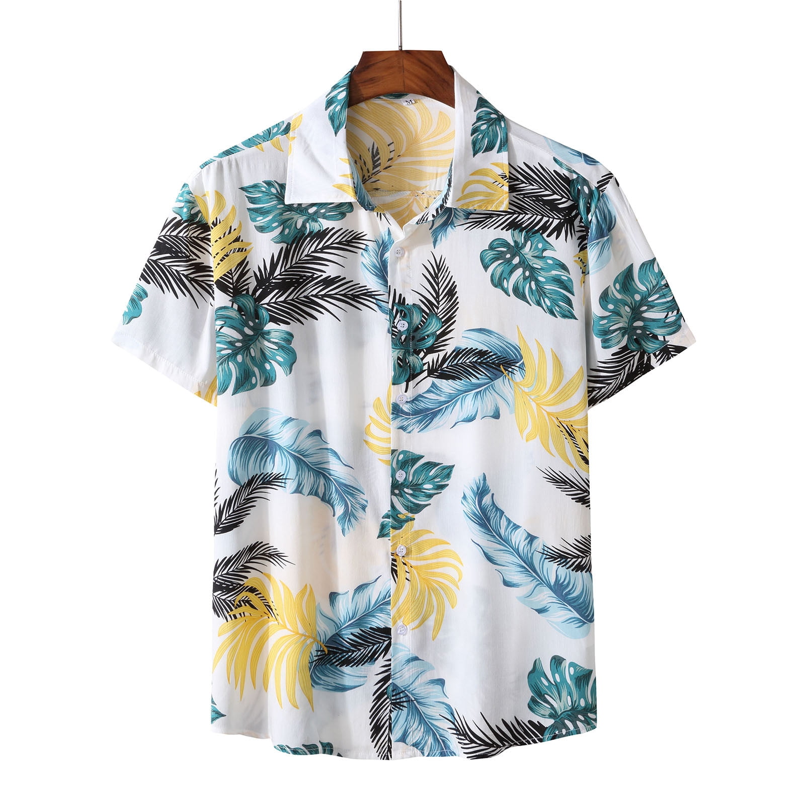 YANHOO Men's Lapel Singlebreasted Casual Tee Summer Short Sleeve