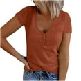 thumbnail image 1 of YANHOO Womens Short Sleeve Scoop Neck Ribbed T Shirts Loose Fit Summer Casual Knit Tunic Dressy Tops Henley Shirts, 1 of 6