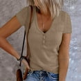 thumbnail image 1 of YANHOO Womens Short Sleeve Scoop Neck Ribbed T Shirts Loose Fit Summer Casual Knit Tunic Dressy Tops Henley Shirts, 1 of 6