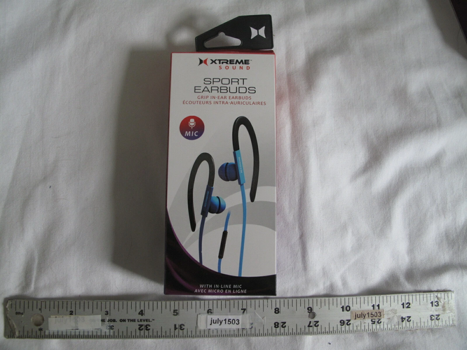 YANI- (1) New Xtreme Sound Grip In-Ear Sport Earbuds In-Line Mic Tangle Free - Blue