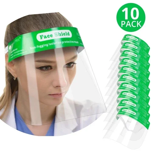YANI -10 Pcs Reusable Safety Face Shield Full Protection Clear Anti-Fog Visor Guard
