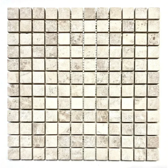 YANI -1X1 Beige Tumbled Rounded Edge Wall Mosaic Marble Tile Backsplash Bath Kitchen