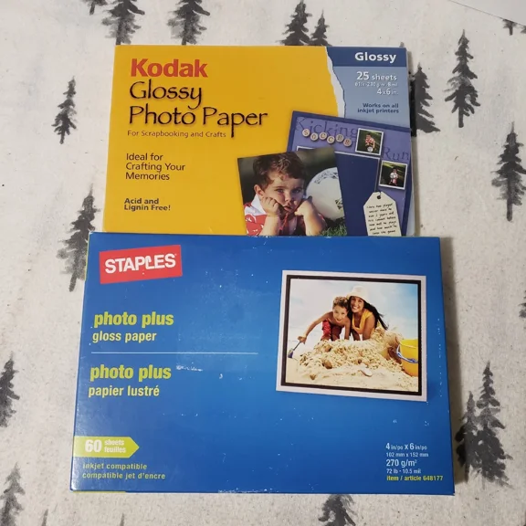 YANI- 2 Staples Kodak Photo Plus Gloss Paper 4X6 60 Sheets Each Box New Sealed