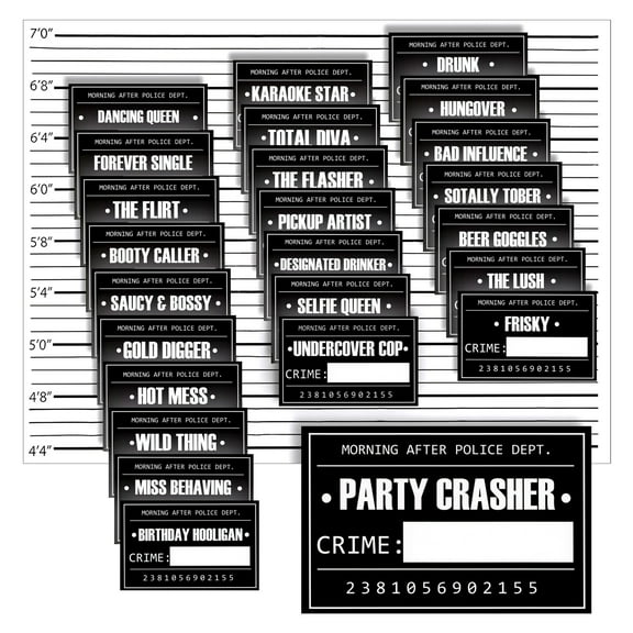 YANI -25 Pack Mugshot Backdrop With Height Chart For Birthday, Wedding, Halloween