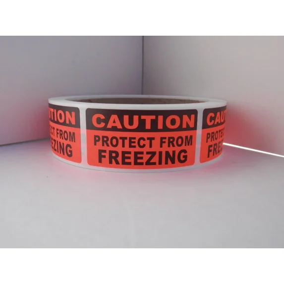 YANI -250 Stickers 1X2 Warning Label Caution Protect From Freezng Red Fluorescent