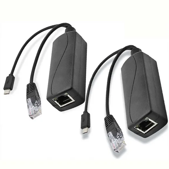 YANI- 2Pc Poe Splitter 48V To 5V 2.4A Micro-Usb Adapter Ieee 802.3Af Camera & More Usa
