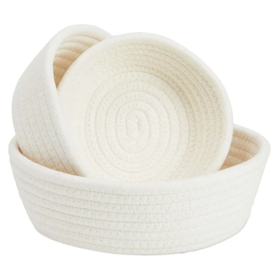YANI -3-Pack Small Round Cotton Rope Woven Storage Baskets For Organizing