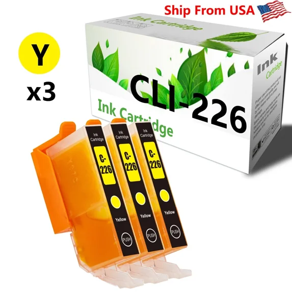 YANI- (3-Pack, Yellow) Cli-226 Cli226 Ink Cartridge For Pixma Mg5100 Mx892 Printer