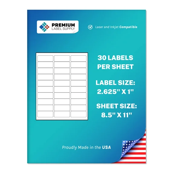 YANI -3000 Premium 2.625 X 1 Self Adhesive Address Labels 30 Per Sheet * 30 Up*