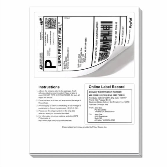 YANI -50 Adhesive Labels With Perforation - Designed For Ebay & Paypal Postage - Usa