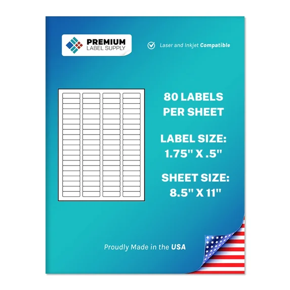 YANI -8000 1.75 X .5 Self Adhesive Return Address Labels 80 Per Sheet * 80 Up *