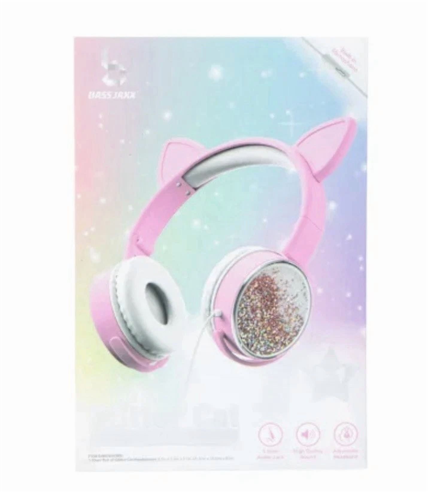 YANI- Bass Jaxx Cat Ears Pink Glitter Headphones Gaming Headset New Free Shipping