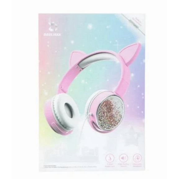 YANI- Bass Jaxx Cat Ears Pink Glitter Headphones Gaming Headset New Free Shipping