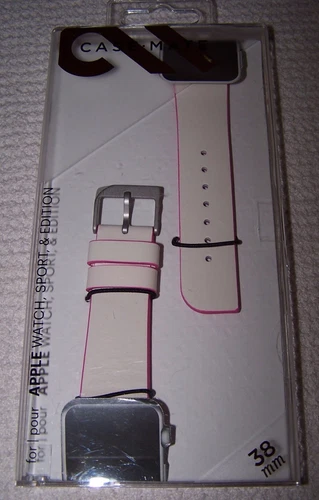 YANI- Case Mate Apple Watch Sport & Edition 38Mm Band Strap Leather Pink/White Rose