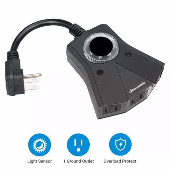 YANI -Dewenwils Outdoor Light Timer Dusk To Dawn Plug Outlet Timer 2/4/6/8 Countdown
