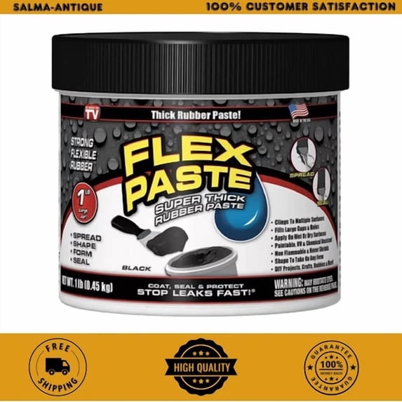 YANI -Flex Paste, 1 Lb Can, Black, Waterproof Paintable Putty, Spackle Sealant, Fill -