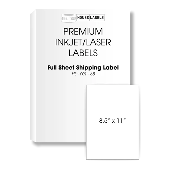 YANI -Full Sheet Shipping Labels Self Adhesive Blank 1-Up 8.5 X 11 White 100 Sheets