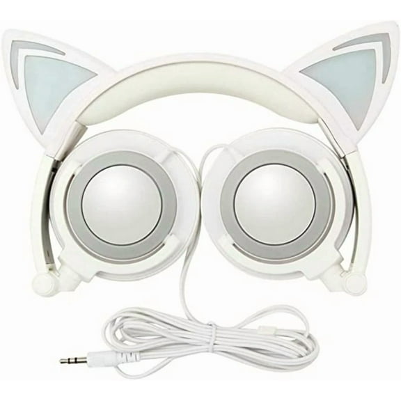 YANI- Kids 3.5Mm Headphone Earphone On Ear Wired Led Cat Ears Stereo Headsets For Girl